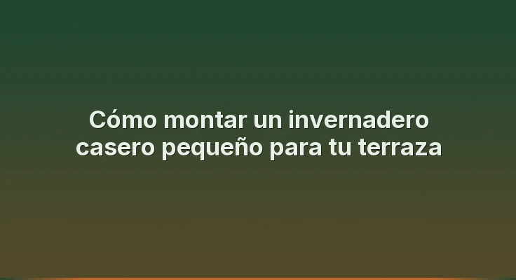 Cómo montar un invernadero casero pequeño para tu terraza